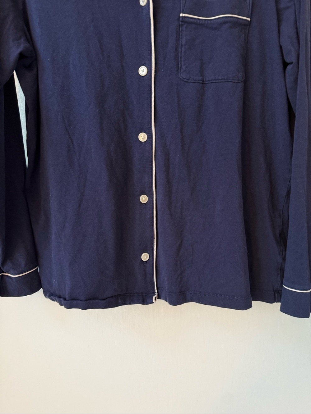 LL Bean Super Soft Shrink-Free Button-Front Long Sleeve Pajama Set Bright Navy - Picture 8 of 16